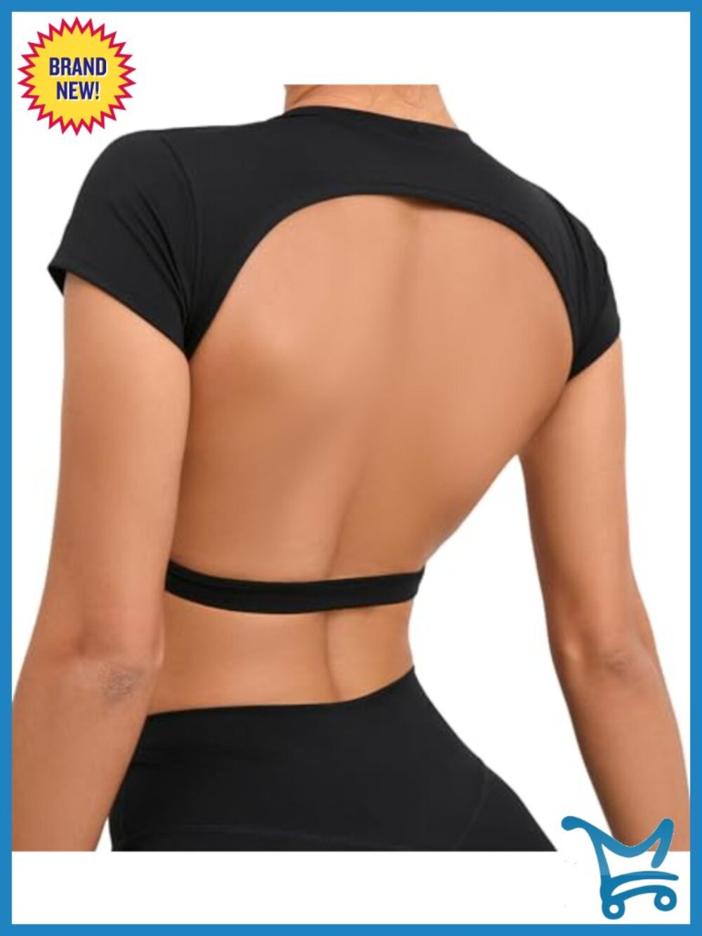 Nylon Spandex Open Back Sports Crop Top with Built-in Bra